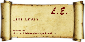 Lihi Ervin névjegykártya